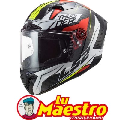 CASCO INTEGRALE IN CARBONIO LS2 FF805 THUNDER CHASE BIANCO ROSSO RACING HELMET