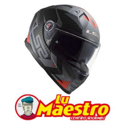 Casco Integrale in Fibra Doppia Visiera LS2 FF811 Vector II Splitter Titanio Arancio Fiber Racing Helmet