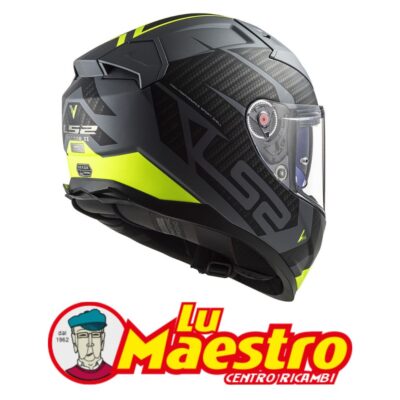 Casco Integrale in Fibra Doppia Visiera LS2 FF811 Vector II Splitter Titanio Giallo Fiber Racing Helmet