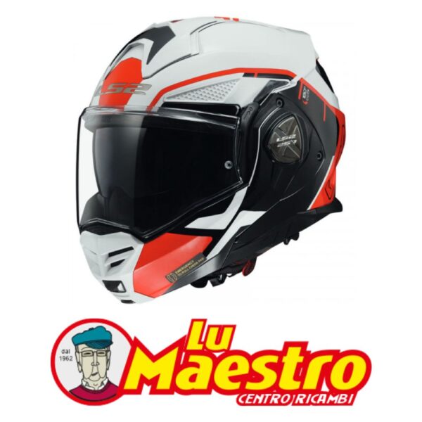 Casco Modulare in Fibra LS2 FF901 Advant X Bianco Rosso Nero Flip Up Helmet