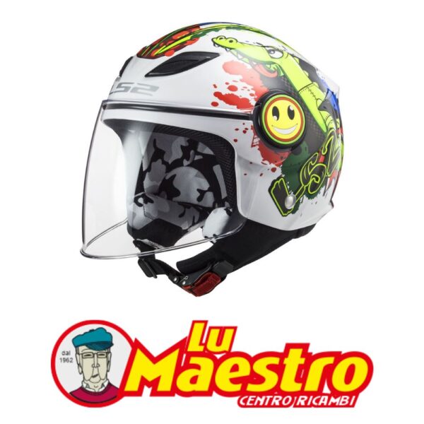 Casco Bambini Jet Junior Visiera Lunga LS2 OF602 FUNNY CROCO LS2 Junior Open Face Helmet