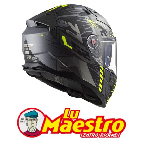 Casco Integrale in Fibra Doppia Visiera LS2 FF811 Vector II Techbot Matt Titanio Giallo Fiber Racing Helmet