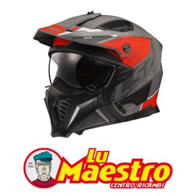 Casco con Mentoniera Staccabile LS2 Drifter OF606 Devor Grigio Rosso Opaco Matt Silver Titanium Red Flip Up Ls2 Helmet