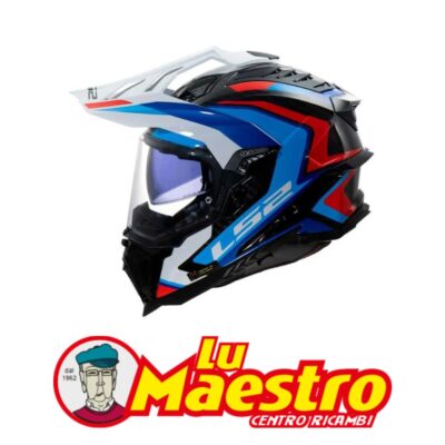 Casco Integrale LS2 MX701 EXPLORER CARBON Frontier II Enduro Stradale Doppia Visiera Bianco Nero Rosso Blu Lucido Adventure Helmet Full Face Gloss Black Red White